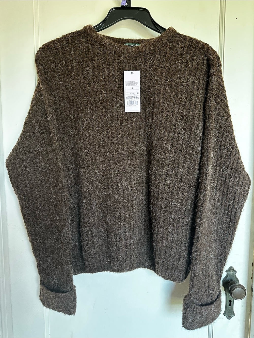 wild fable Brown Fuzzy Knit Crew Sweater